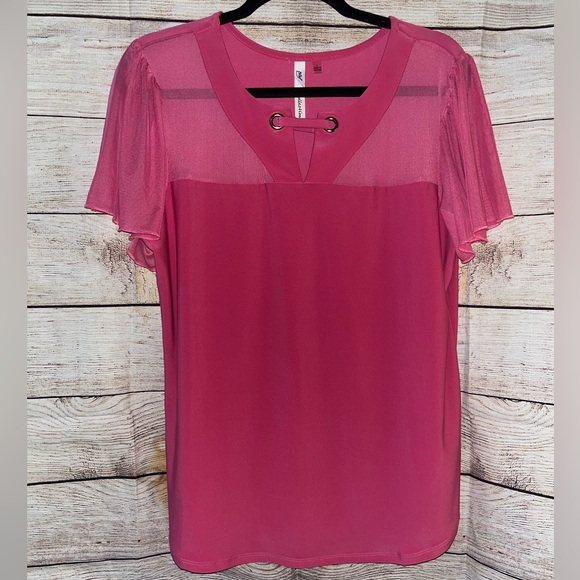 NY Collection Tops - 🤎3/$10 NY Collection Fuchsia Blouse Size Large